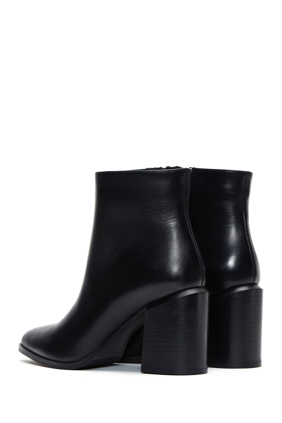 Women's Black Leather Heeled Classic Boots