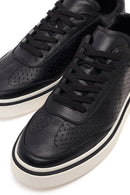 Erkek Siyah Bağcıklı Deri Sneaker | Derimod