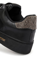 Kadın Siyah Bağcıklı Taşlı Sneaker | Derimod