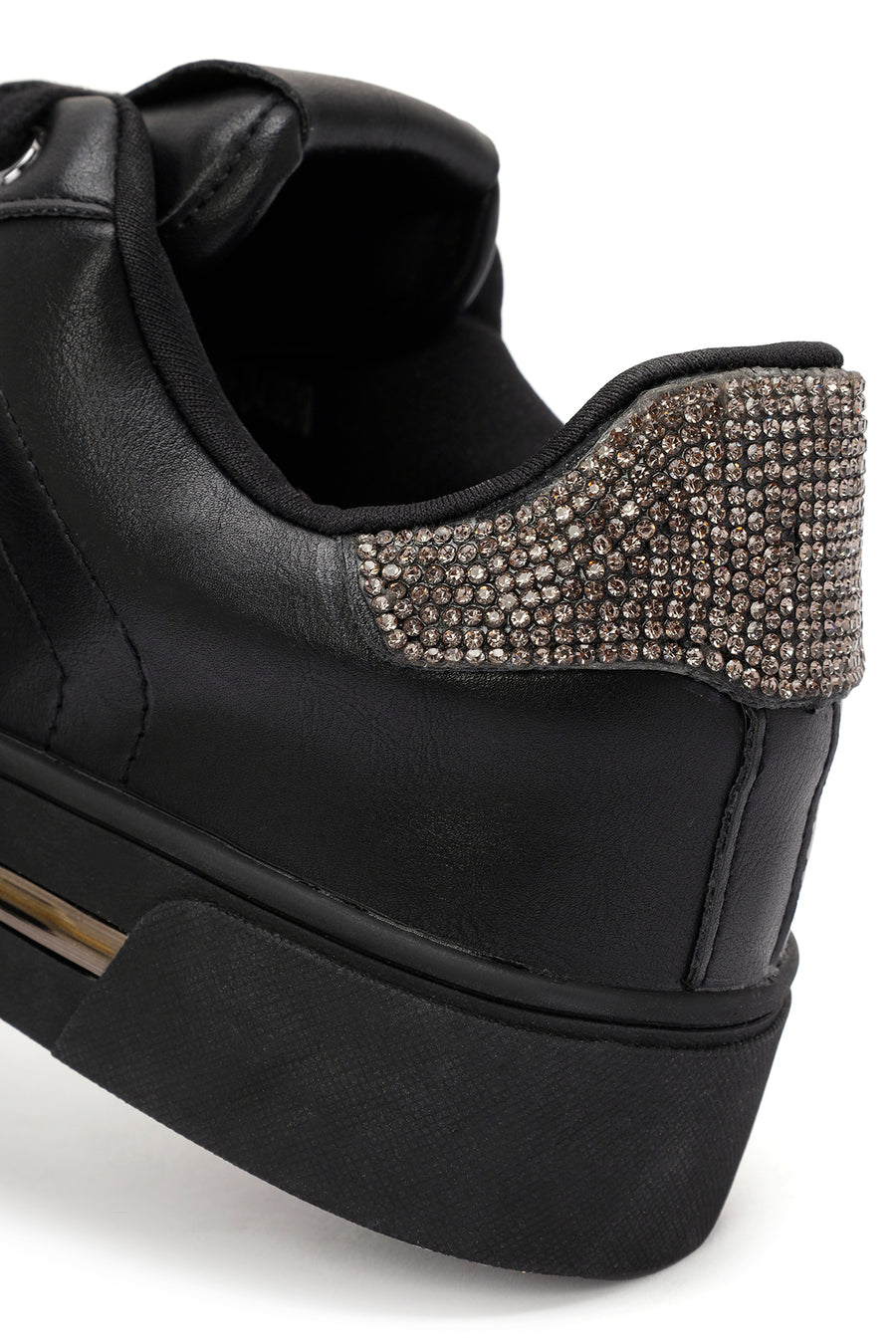Kadın Siyah Bağcıklı Taşlı Sneaker