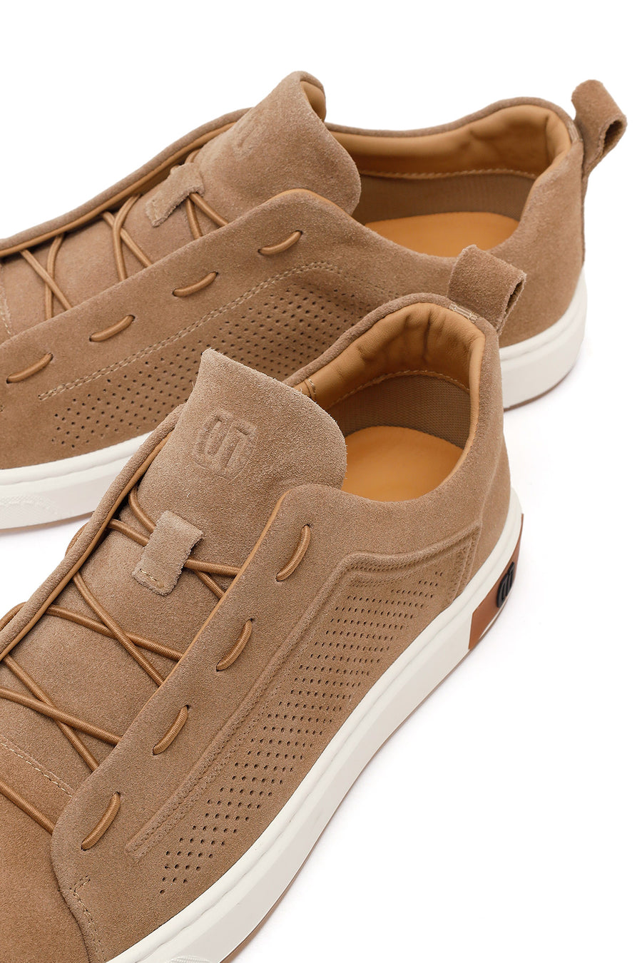 Erkek Bej Bağcıklı Süet Deri Sneaker