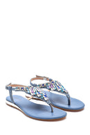 Women's Blue Stone Flip-Flop Sandals | Derimod