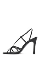 Women's Black High Thin Heel Leather Sandals | Derimod