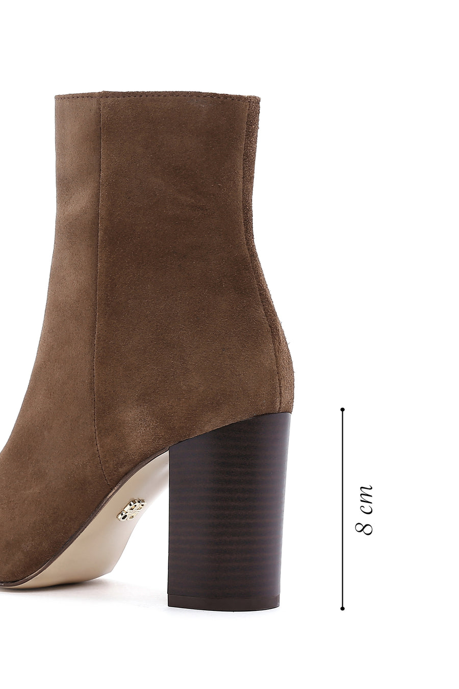Women's Walnut Suede Leather Heeled Zipper Boots