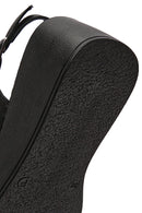 Women's Black Thick Soled Leather Comfort Sandals | Derimod