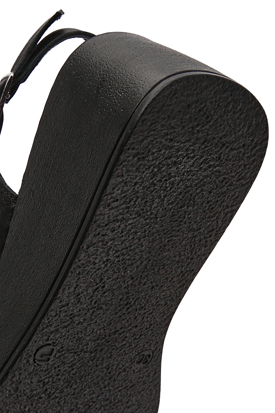 Women's Black Thick Soled Leather Comfort Sandals