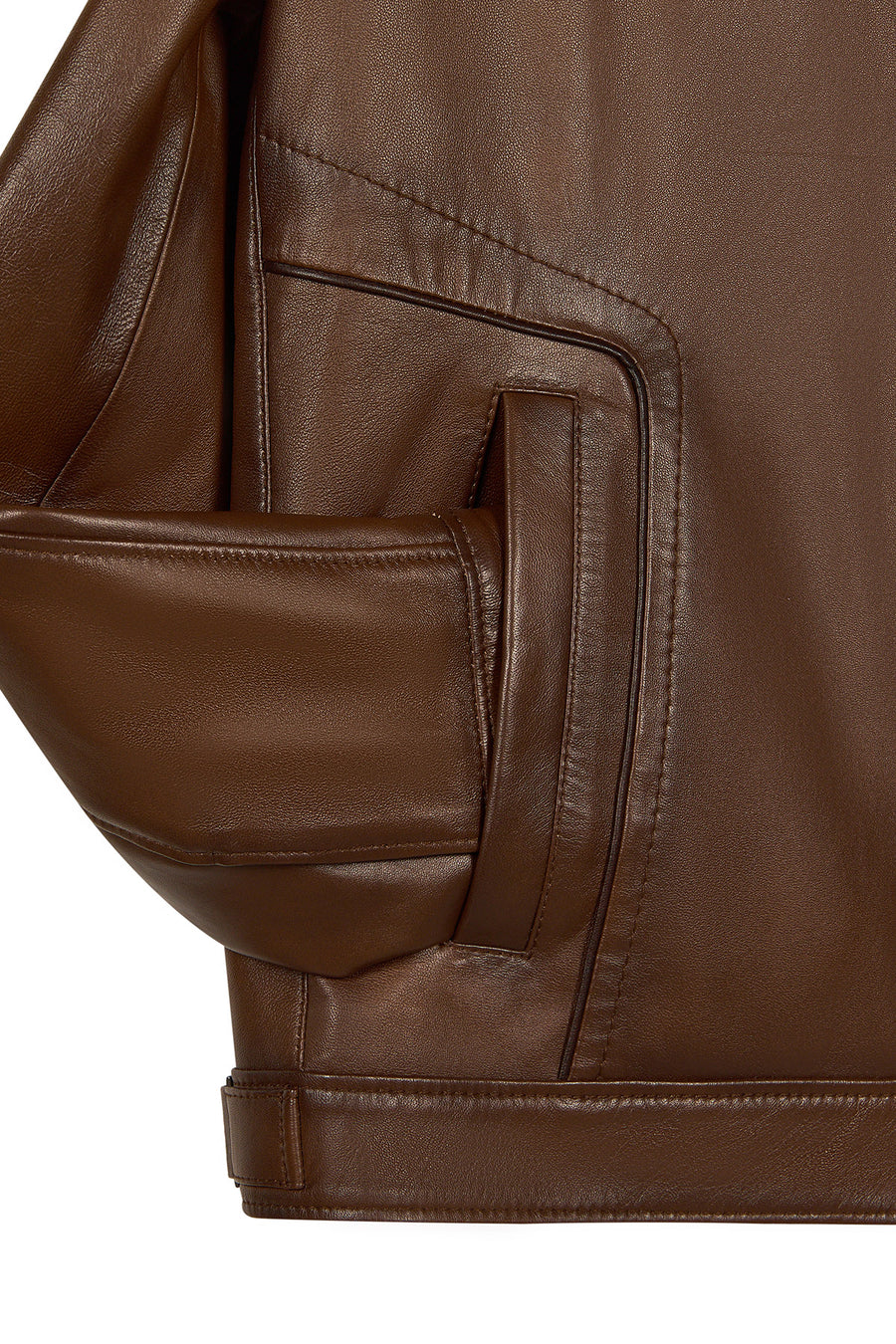 Christ Male Brown Mandarin Collar Leather Jacket