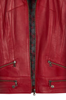 Nora Woman Red Short Leather Jacket | Derimod