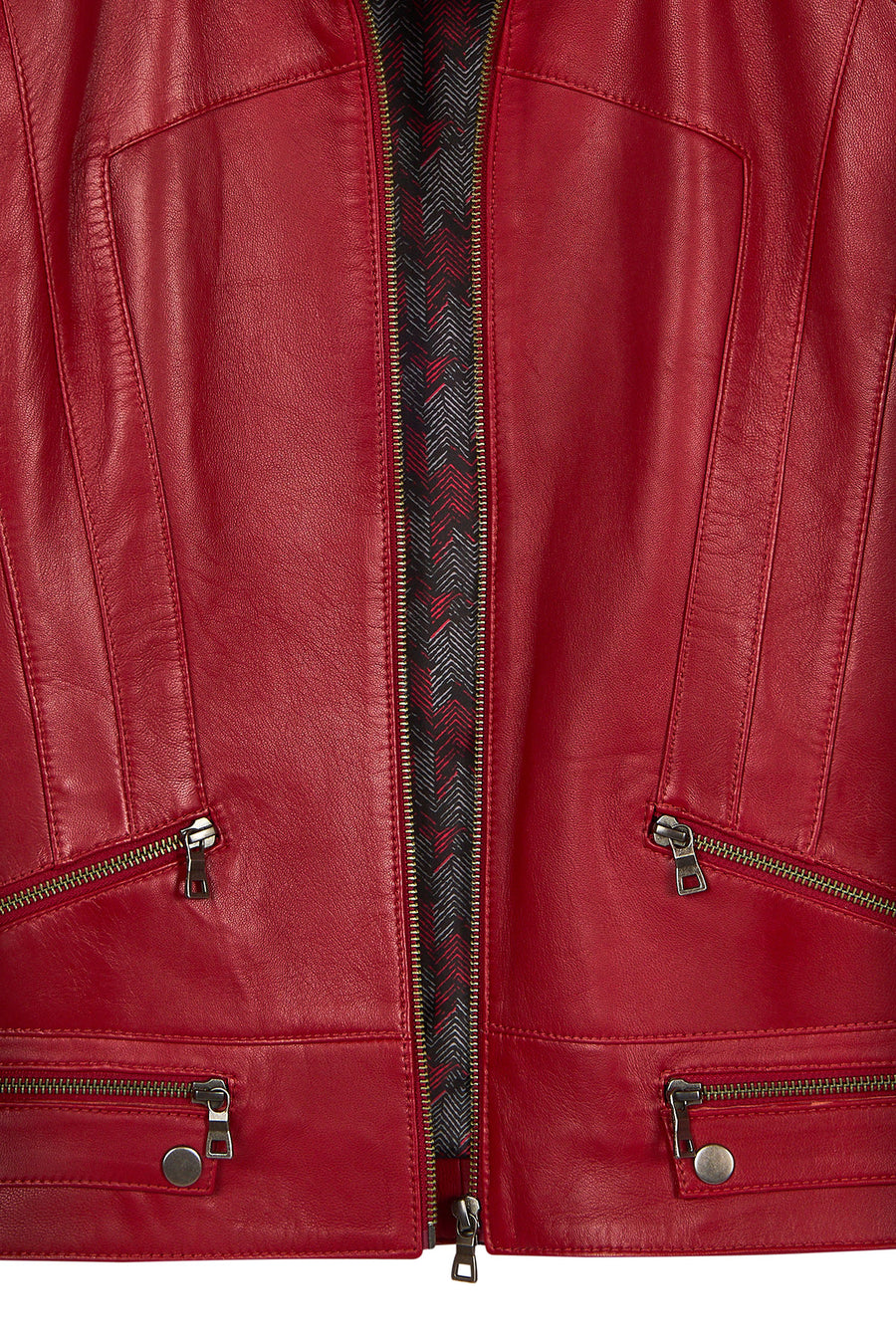 Nora Woman Red Short Leather Jacket