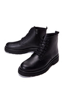 Men's Black Leather Zippered Boots | Derimod