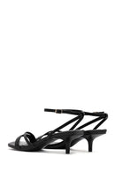 Women's Black Ankle Buckle Thin Low Heel Sandals | Derimod
