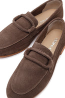 Women's Mink Buckled Suede Leather Masculine Loafer | Derimod
