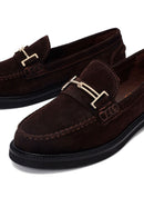 Kadın Kahverengi Tokalı Süet Deri Maskülen Loafer | Derimod