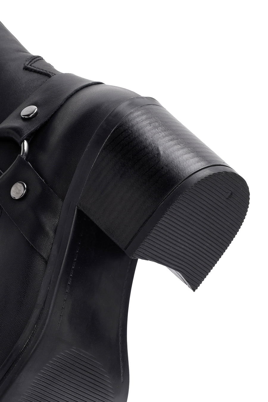 Women's Black Heeled Zippered Leather Boots