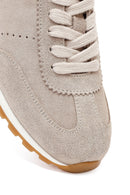 Women's Beige Lace-Up Suede Leather Sneaker | Derimod