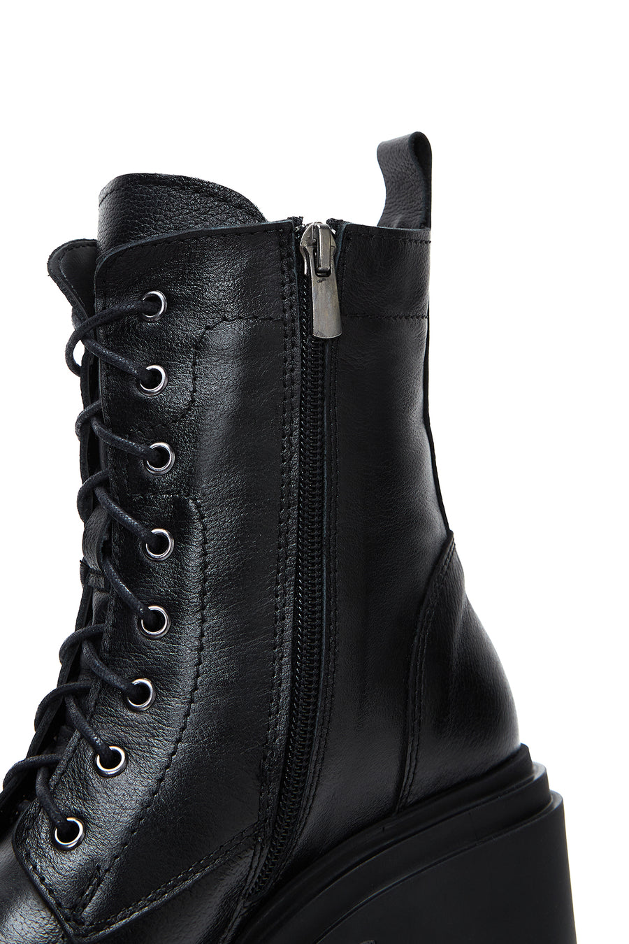 Women's Black Leather Heeled Boots