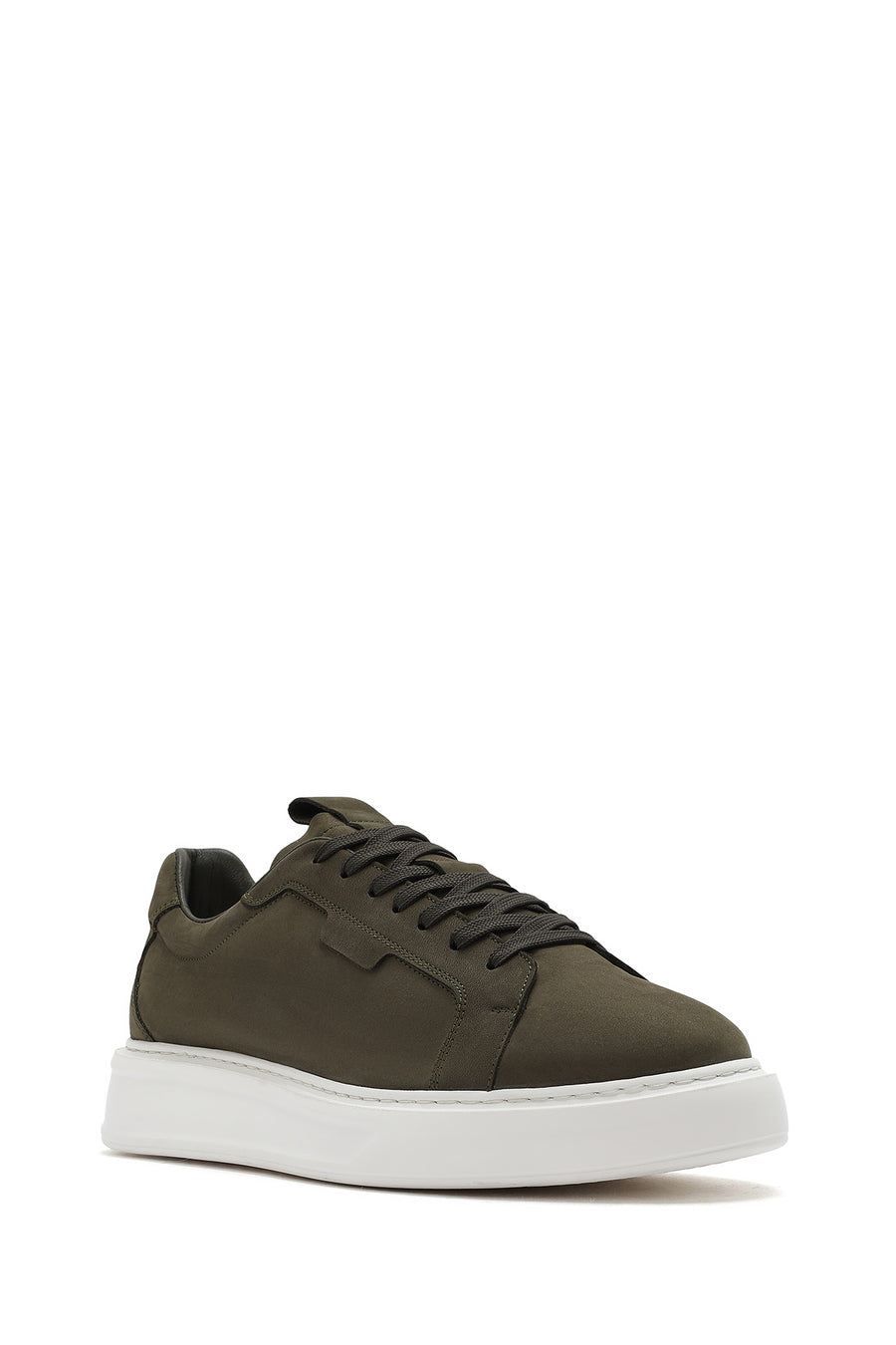 Erkek Haki Bağcıklı Nubuk Deri Sneaker