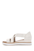 Women's Cream Thick Soled Leather Sandals | Derimod