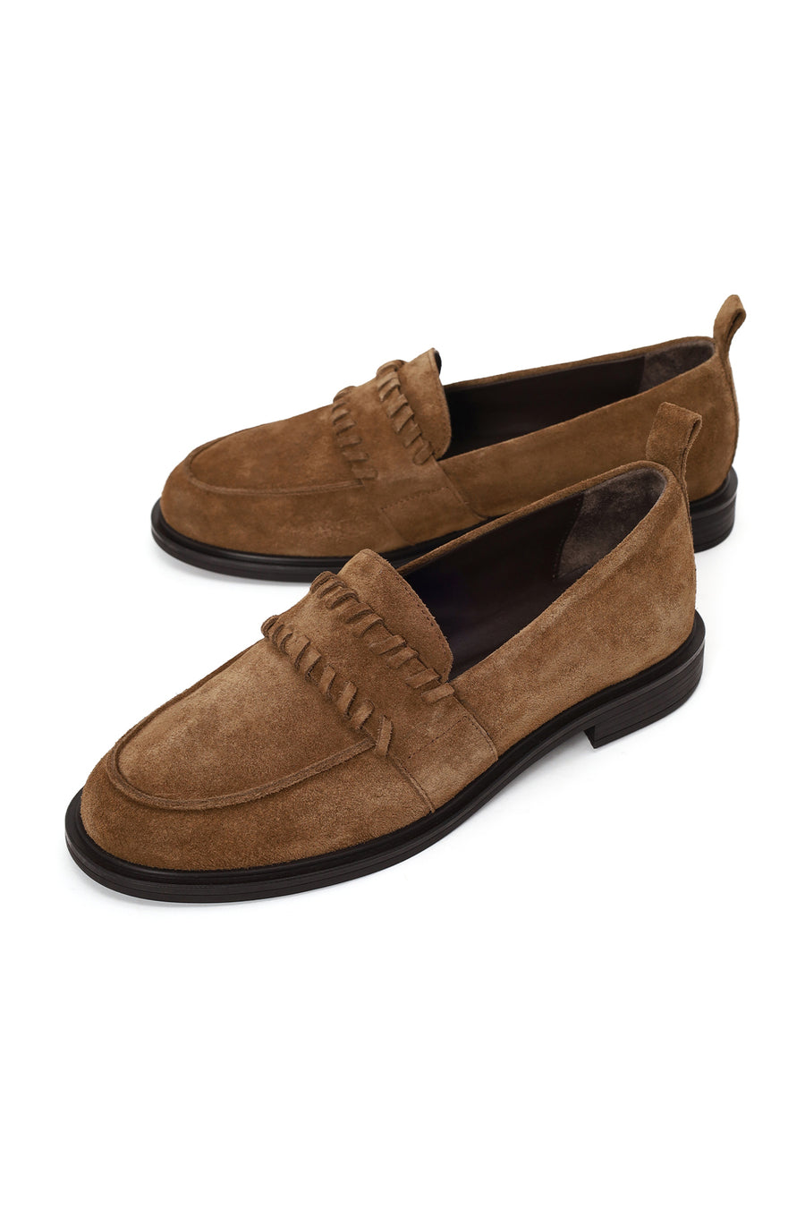 Kadın Taba Süet Deri Maskülen Loafer