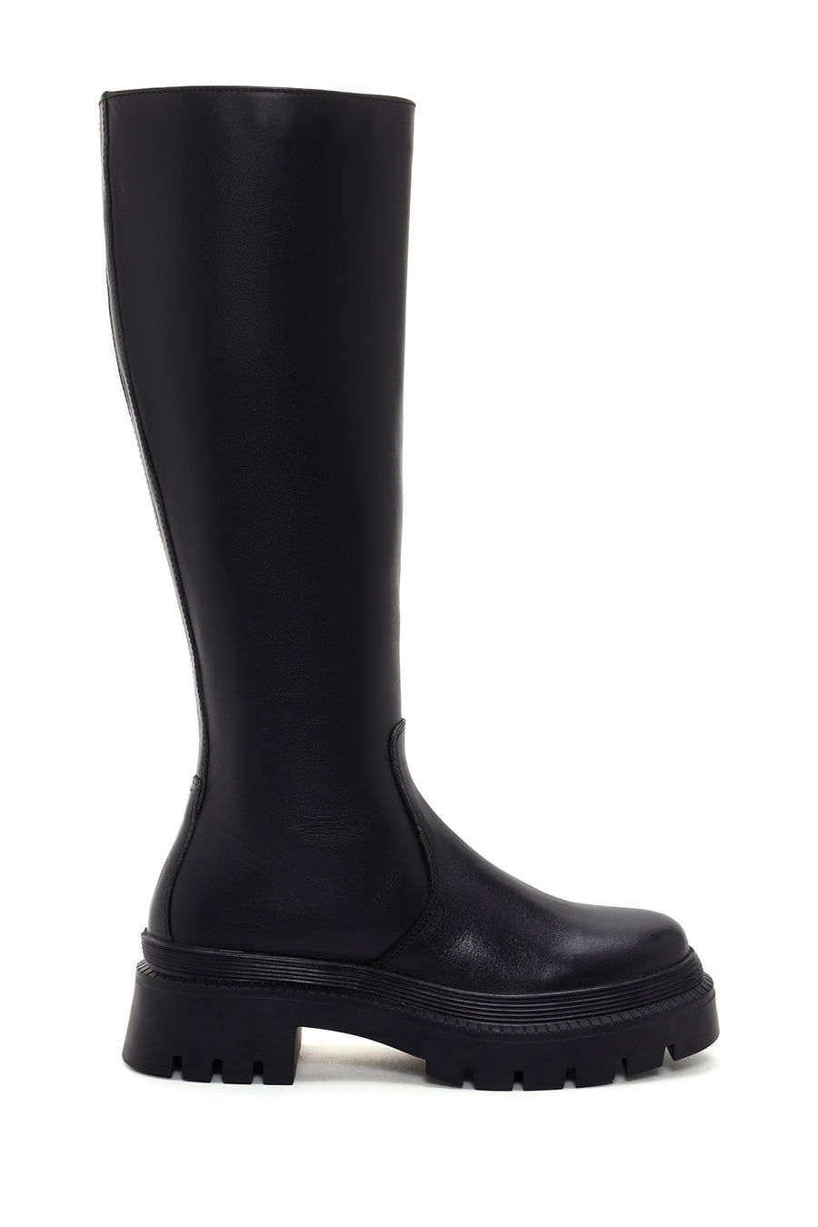 Women's Black Leather Thick Soled Zippered Boots 23WFD511018 | Derimod