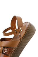 Women's Tan Leather Thick Soled Comfort Sandals | Derimod