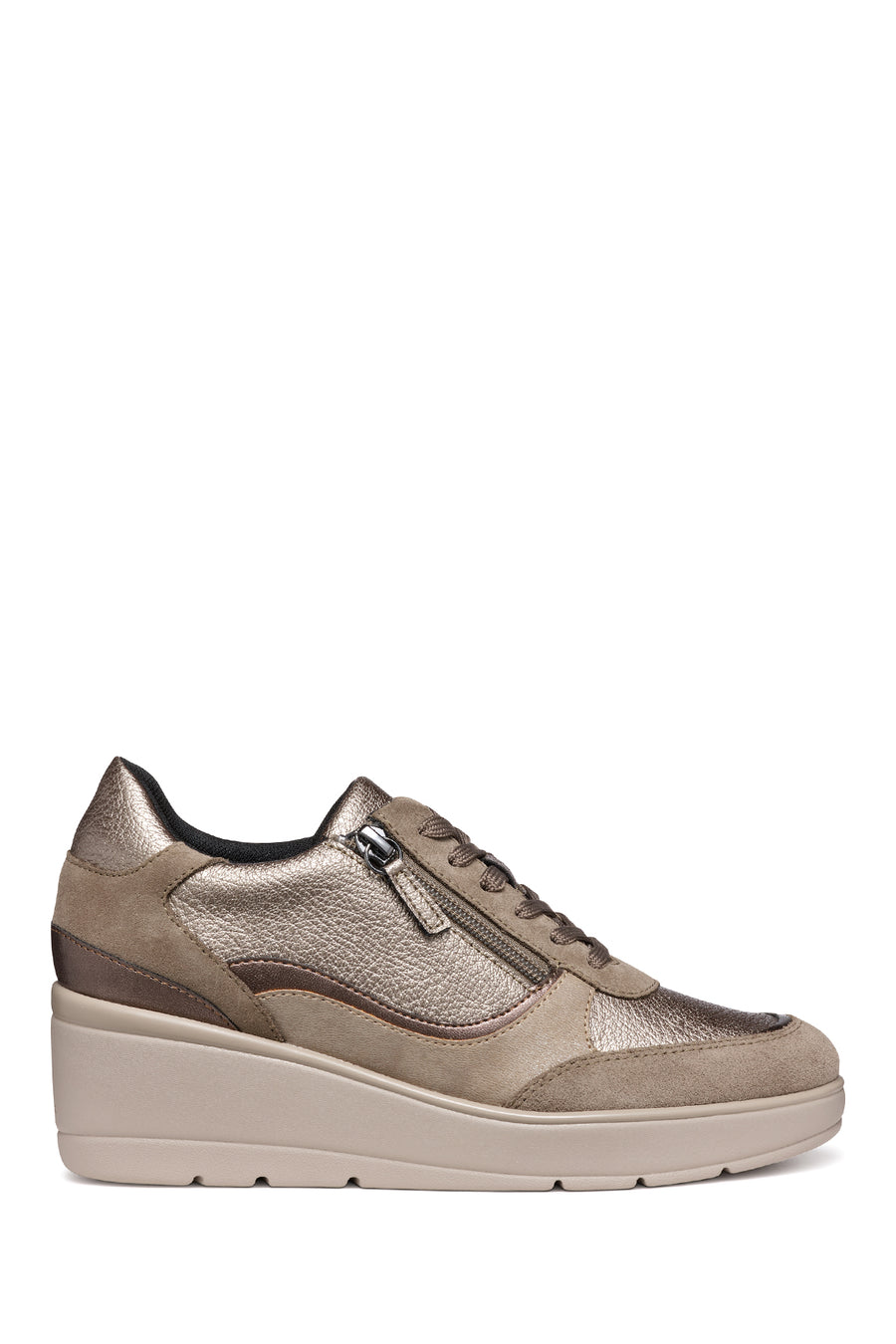 Geox Women's Mink Ilde Taup Lace-Up Thick-Soled Sneaker D46RAA02N22C6029 | Derimod