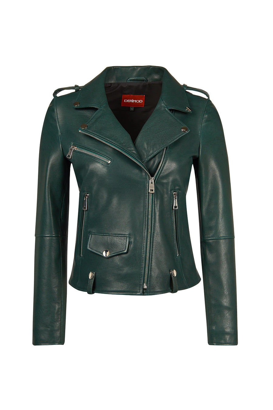 Egoist Kadın Yeşil Kısa Biker Deri Ceket 25WGM57941M | Derimod