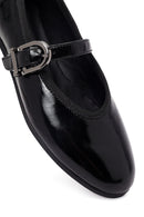 Woman Black Buckled Patent Leather Leather Babet | Derimod