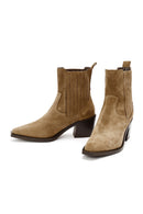 Woman Brown Chunky Heeled Suede Cowboy Boots | Derimod