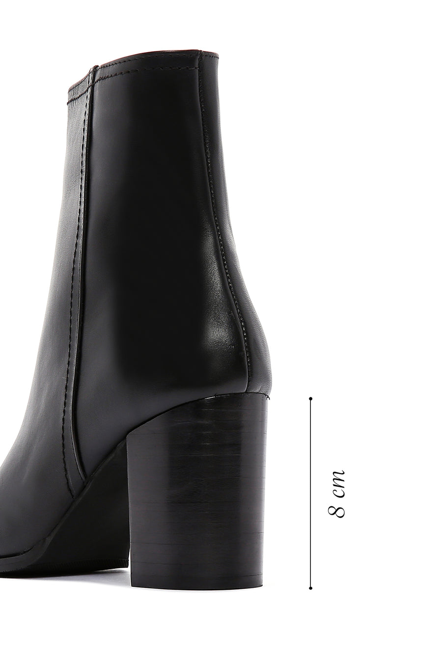Women's Black Thick High Heel Leather Boots