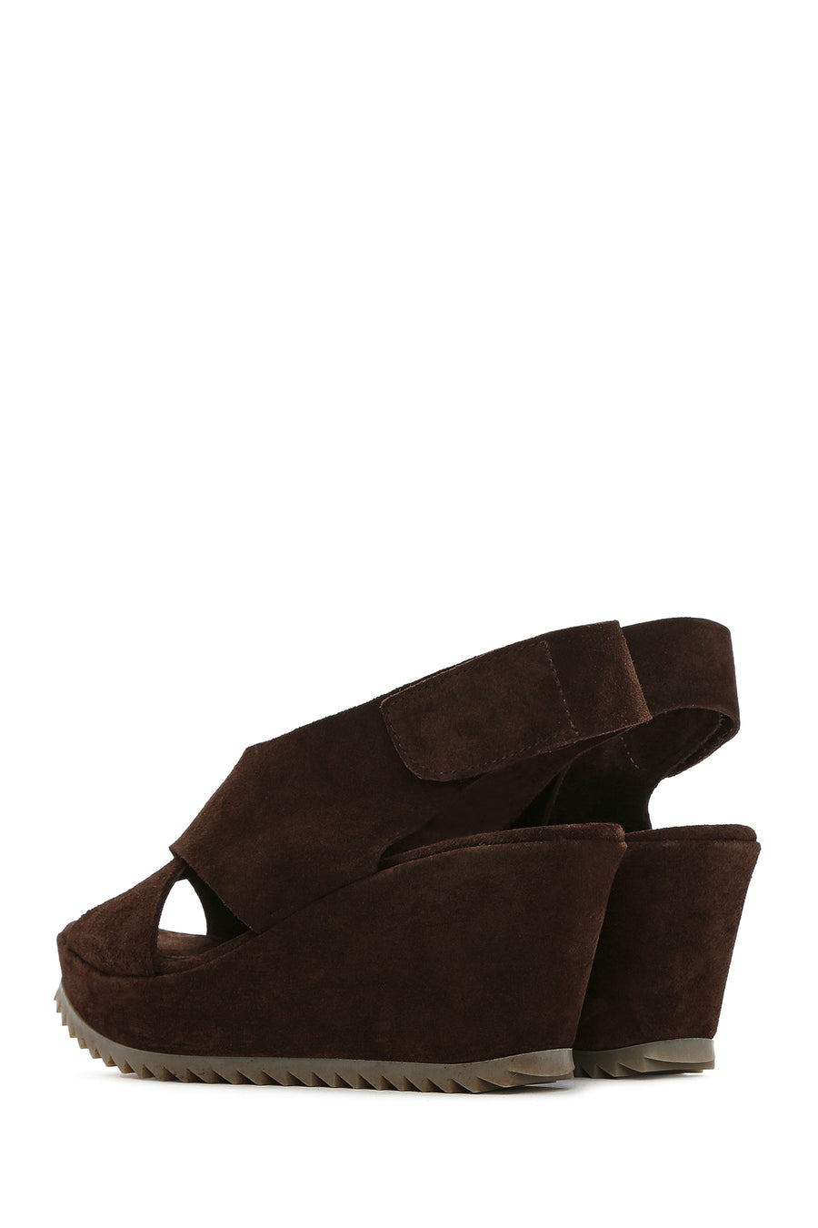 Women's Brown Back Strap Wedge Heel Suede Leather Sandals