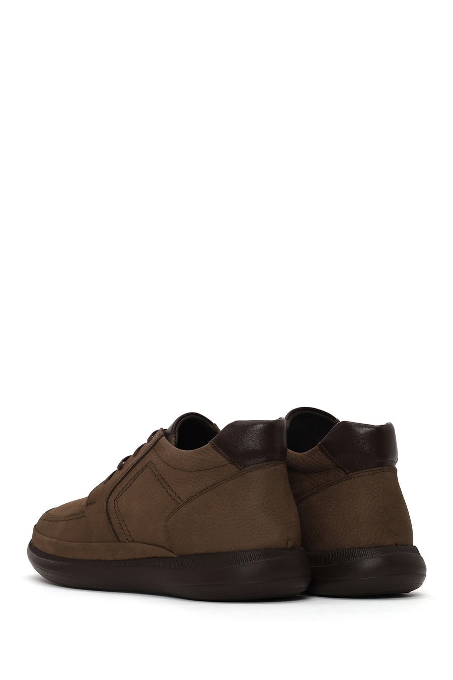 Male Beige Lace-up Thick-soled Nubuck Leather Boots