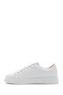 Women's White Lace-Up Leather Sneaker | Derimod