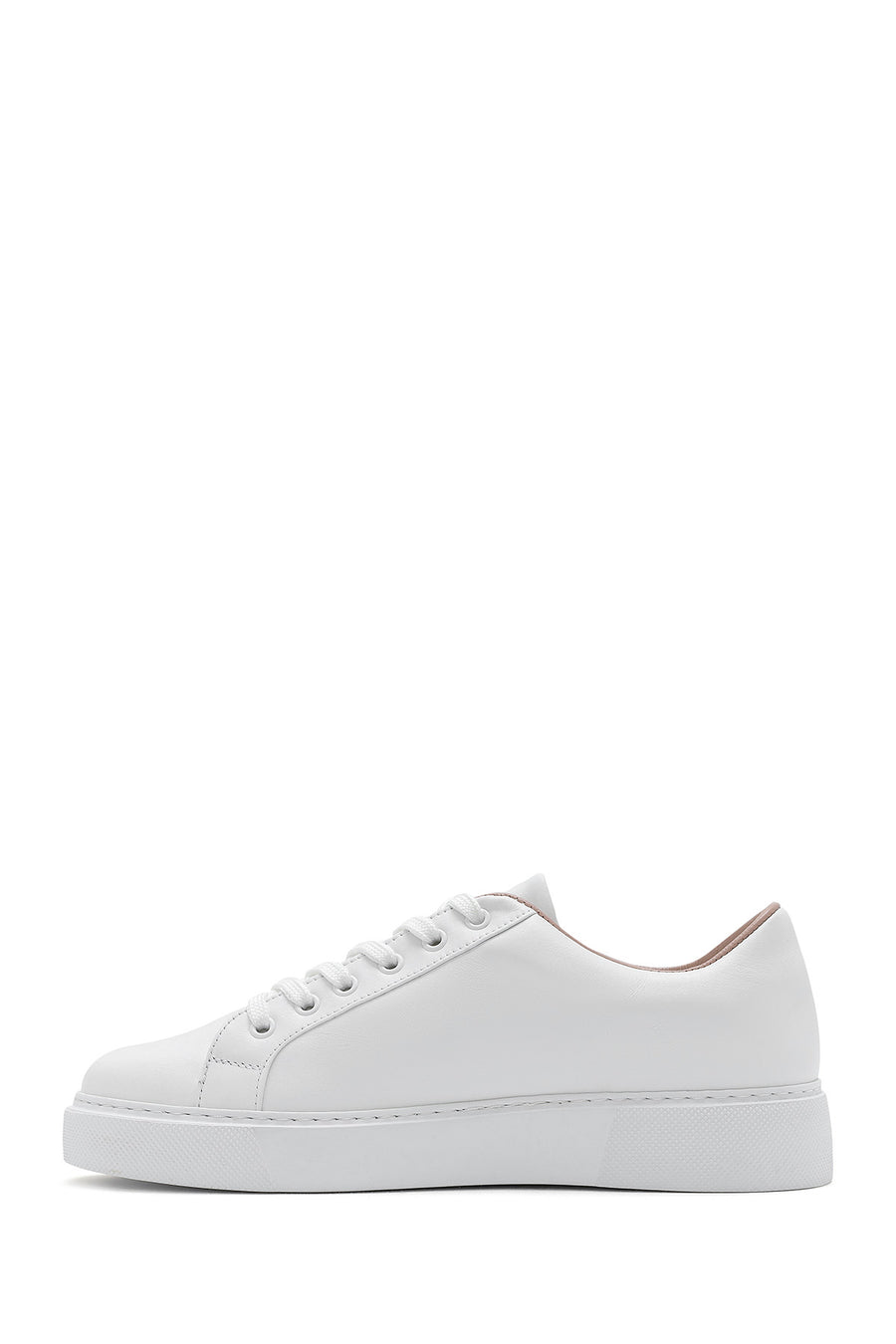 Women's White Lace-Up Leather Sneaker