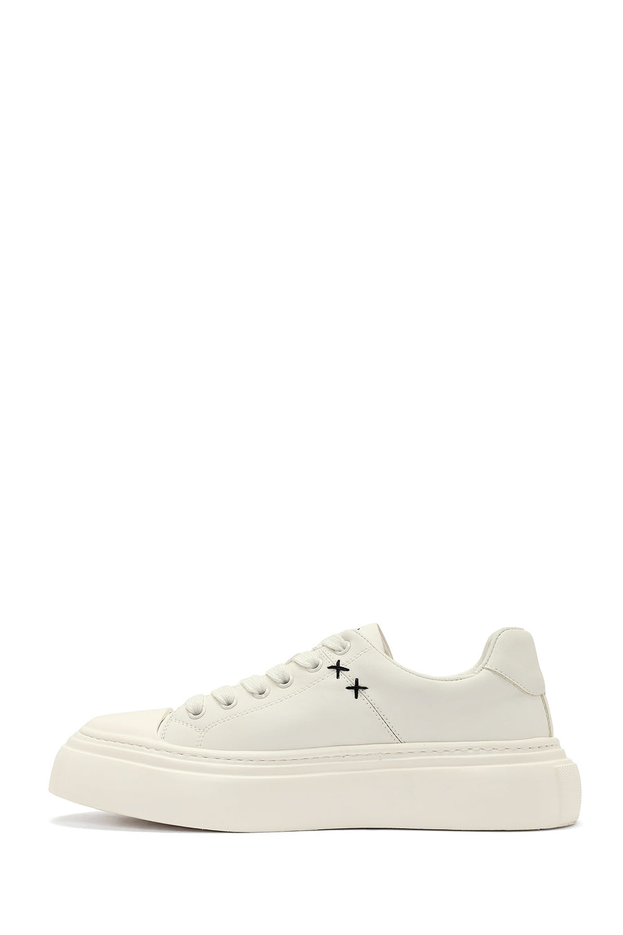 Erkek Beyaz Bağcıklı Deri Sneaker