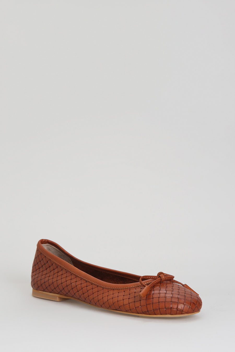 Tan Women's Leather Ballerinas