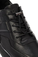 Erkek Siyah Bağcıklı Deri Sneaker | Derimod