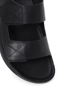 Male Black Strap Leather Sandals | Derimod