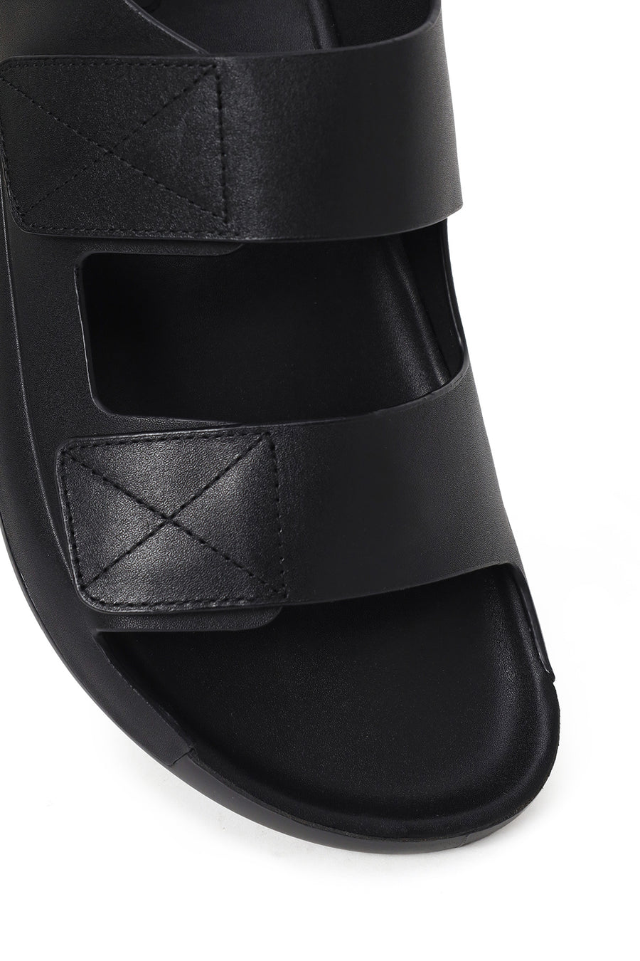Male Black Strap Leather Sandals