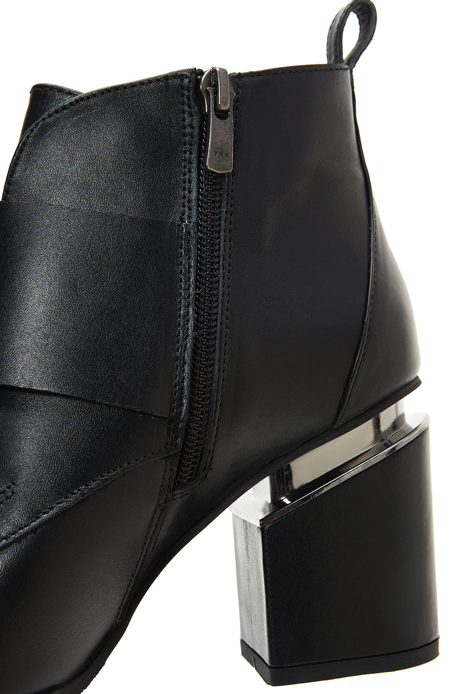 Women's Black Leather Heeled Boots