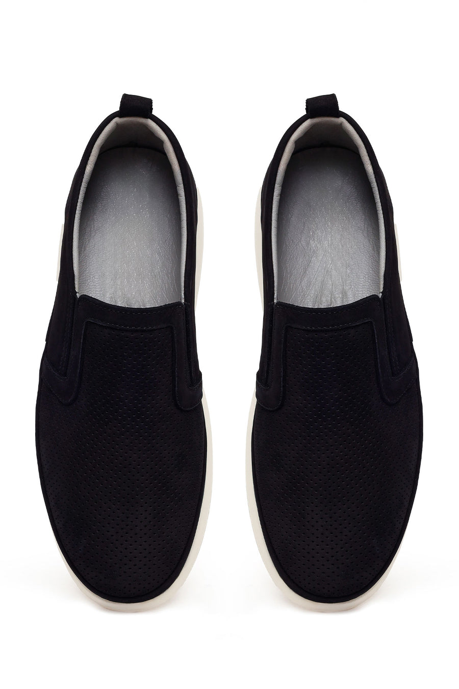 Erkek Siyah Kalın Tabanlı Nubuk Deri Konfor Loafer