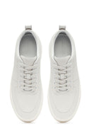 Men's White Lace-Up Thick-Soled Leather Sneakers | Derimod