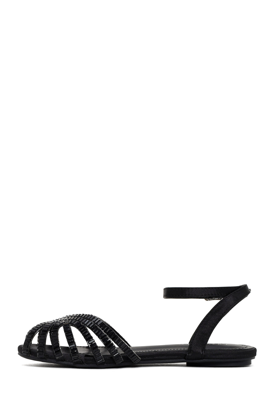 Women's Black Ankle Strap Stone Sandals