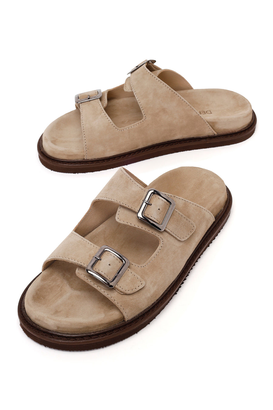 Male Beige Strappy Suede Slipper
