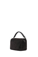 Woman Gray Long-Strap Suede Crossbody Bag | Derimod