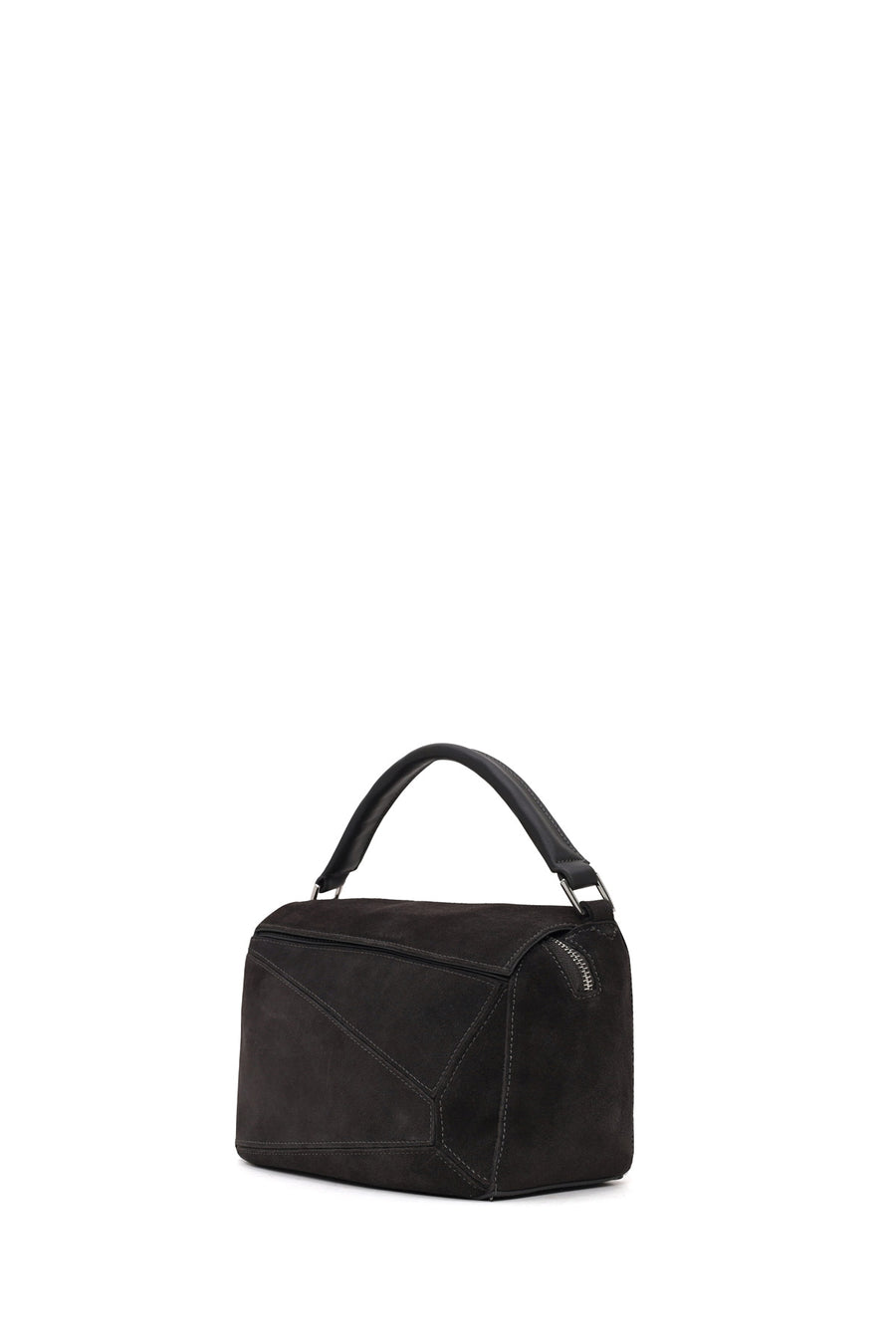 Woman Gray Long-Strap Suede Crossbody Bag