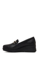 Woman Black Buckled Wedge Leather Comfort Loafer | Derimod