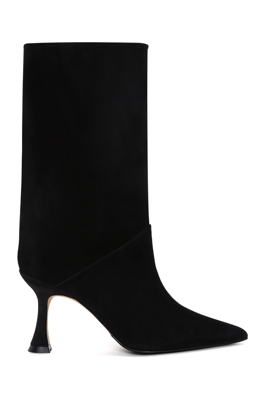 Women's Black Heeled Suede Leather Boots 22WFD135910 | Derimod