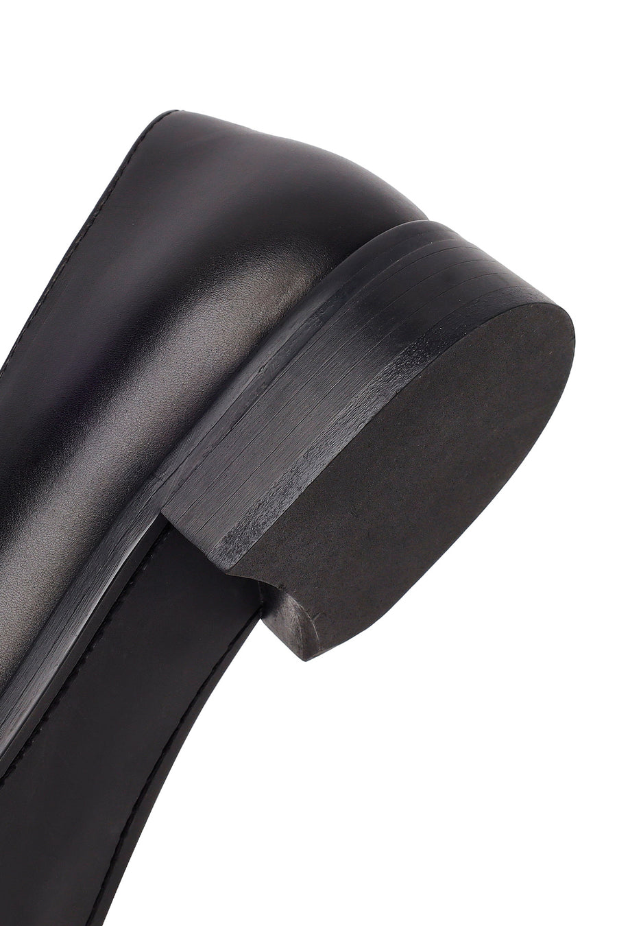 Woman Black Buckled Leather Masculine Loafer