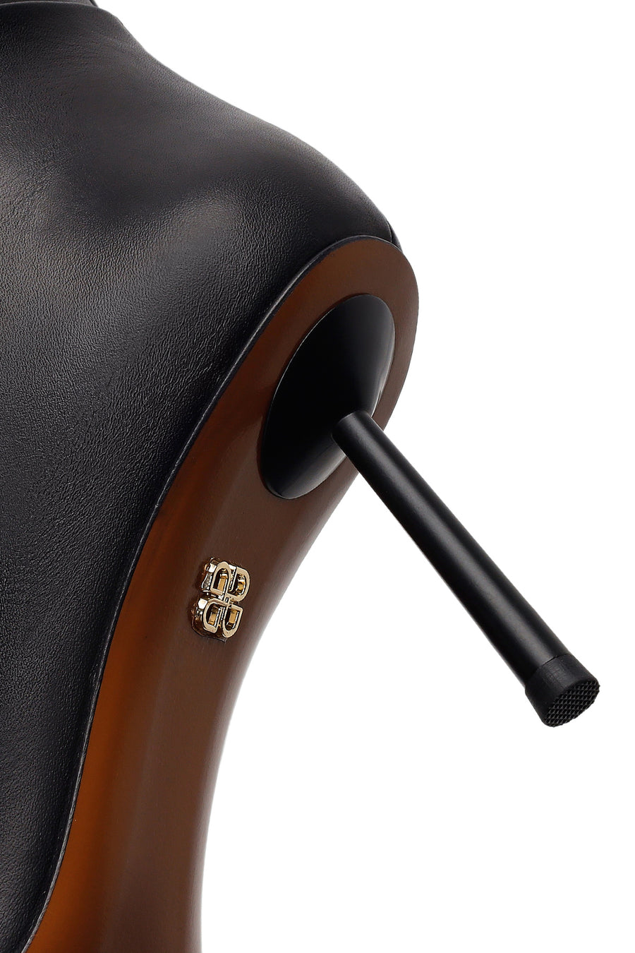 Woman Black Zip Closure Stiletto-Heel Leather Boots